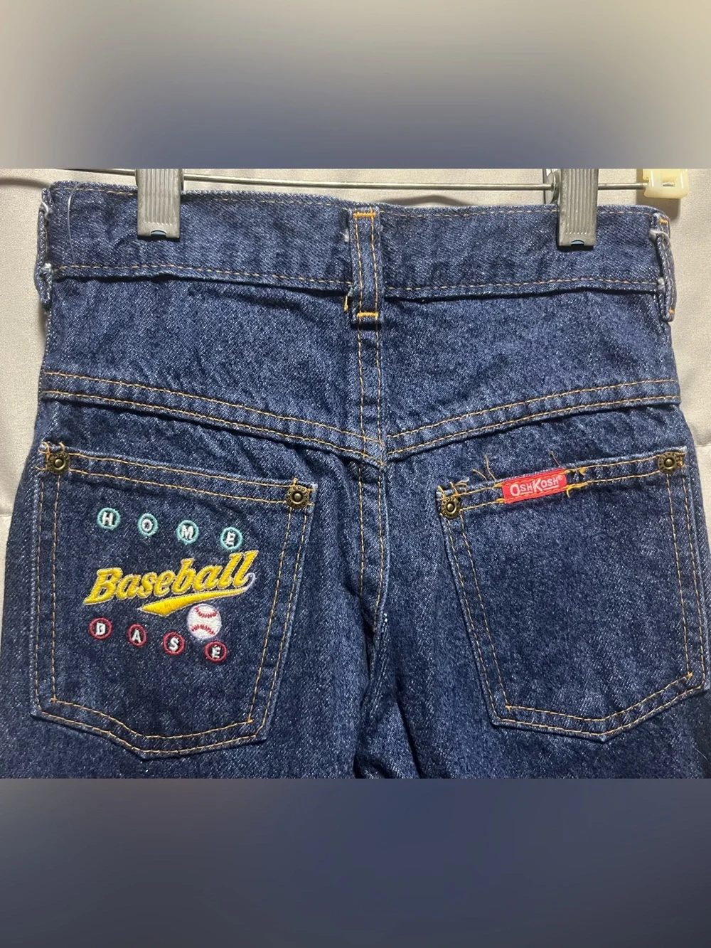 Vintage OshKosh Baseball Jeans 4R Kids 90s Embroidered All American USA